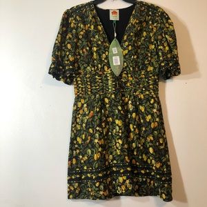 Farm Rio Star Fruit Mini Tropical Linen Blend Dress Size Medium